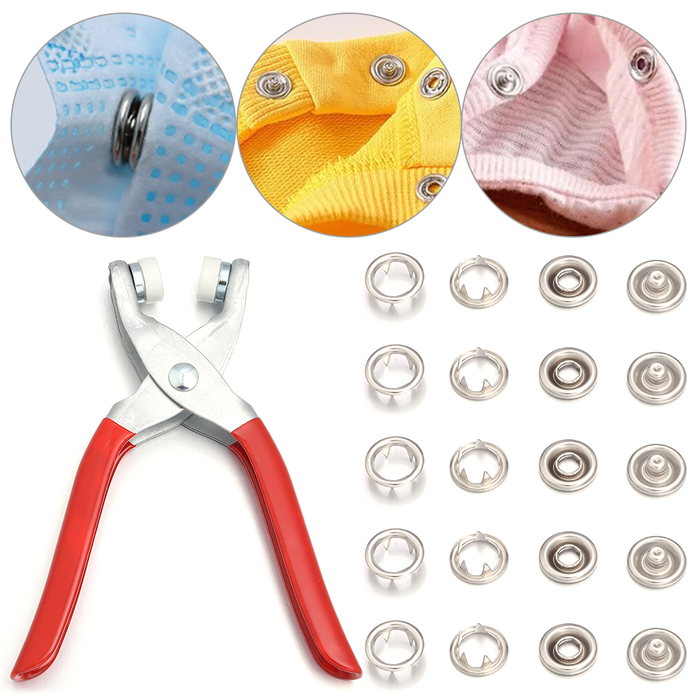 Snap Button Plier - 50세트 7.5/9.5/11mm 스테인리스 스틸 스냅 버튼