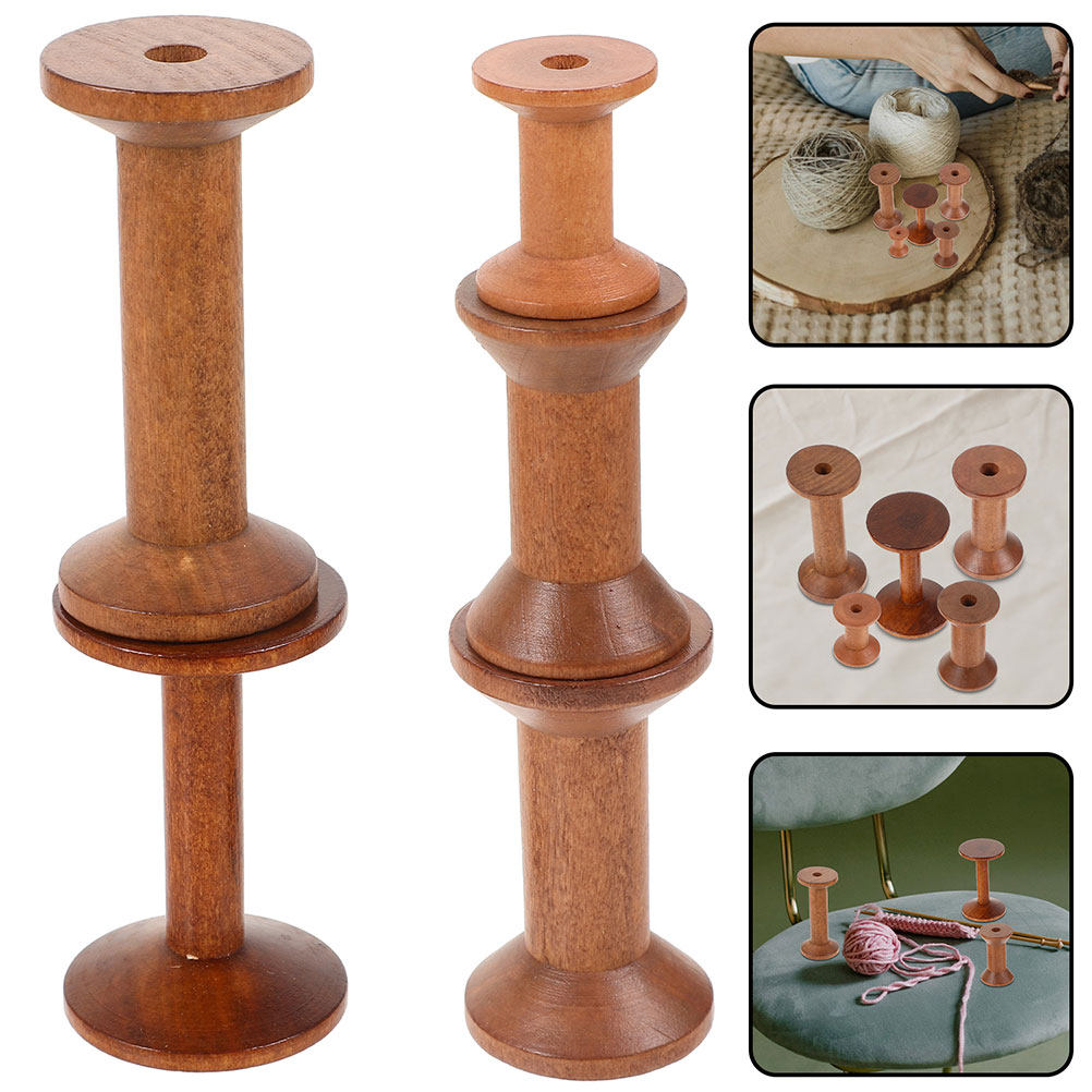 Thread Bobbins Empty - 7개의 나무 실통 빈티지 나무 보빈