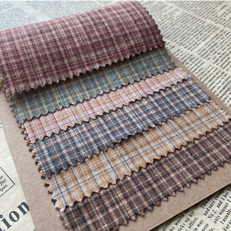 Vintage Sewing Textile - 코튼 체크 무늬 원단 100x145cm 빈티지