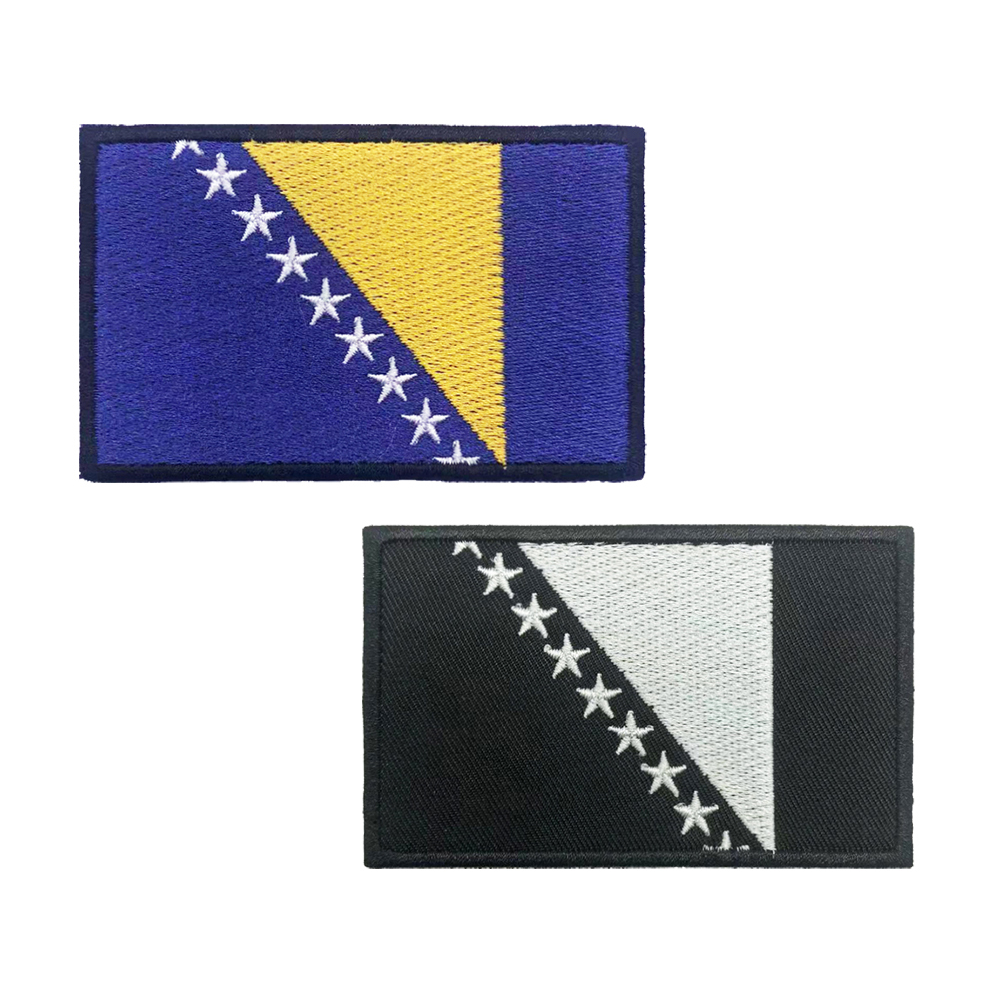 Velcro Sew On - 1PC 보스니아 헤르체고비나 국기 패치 줄무늬