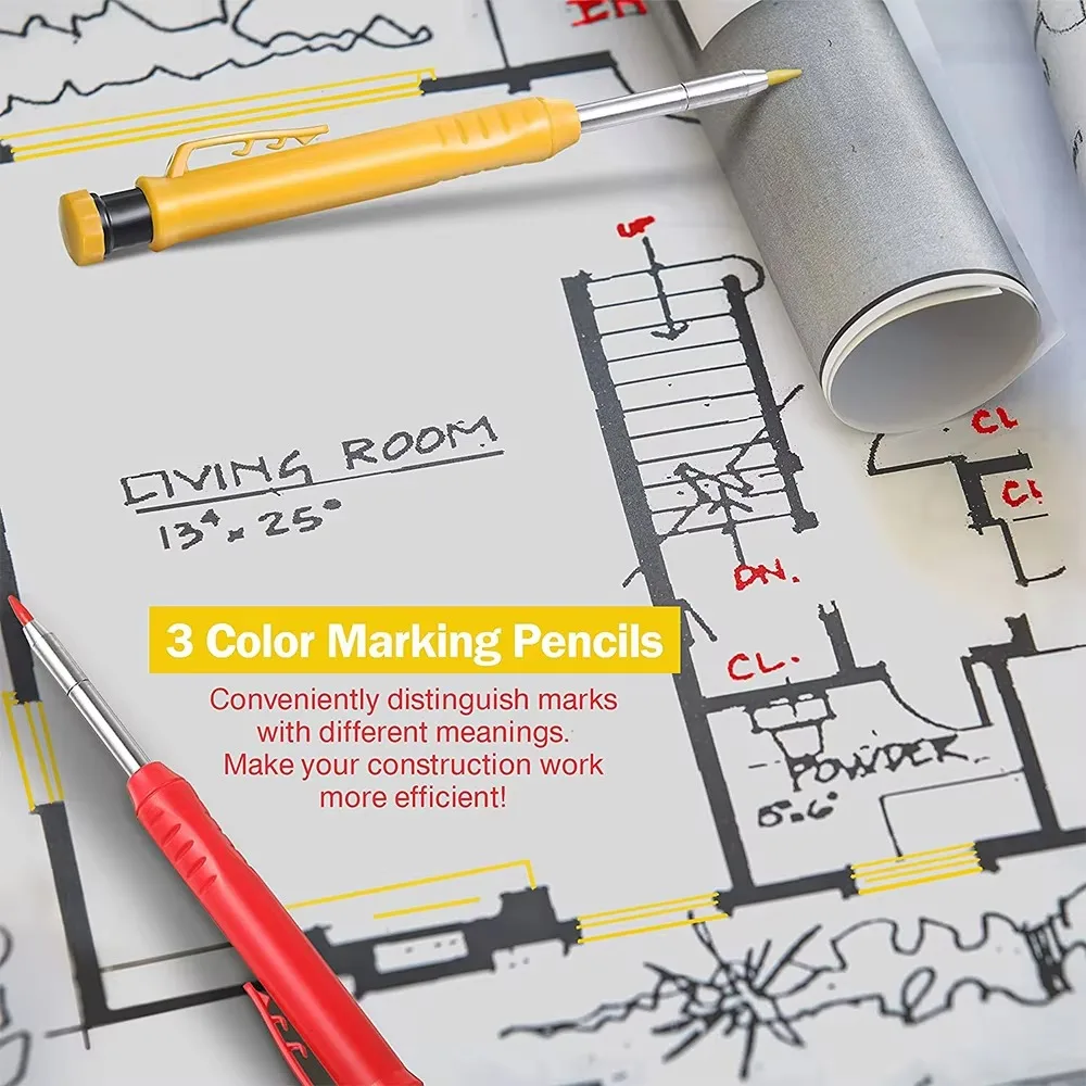 단단한 목수 연필 세트 목공 도구 기계 3 색 리필 건 - Staedtler Pencil Lumocolor 리뷰 및 가격